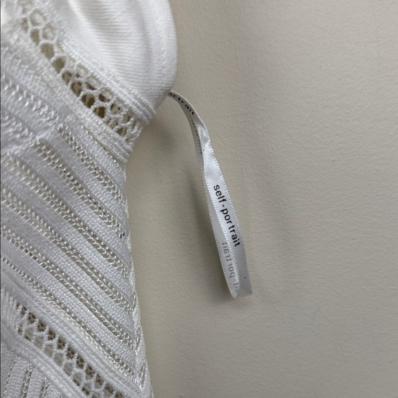 Self-Portrait White Floral Lace Blouse crochet off shoulder top with bows size 2 - Picture 4 of 9